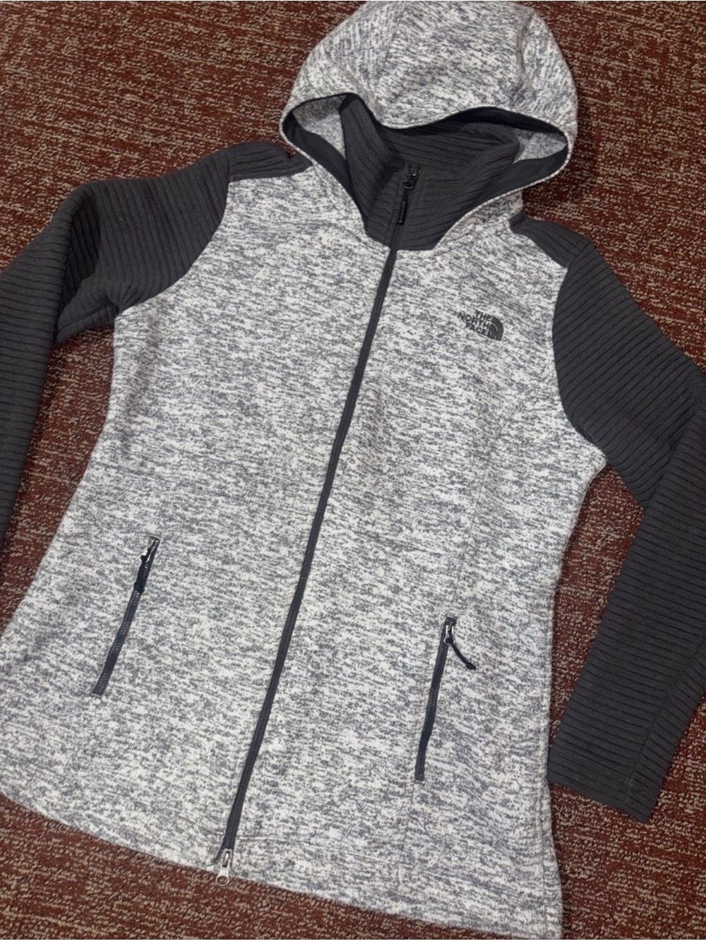 The North Face Heather Gray Hooded Full-Zip Jacket
